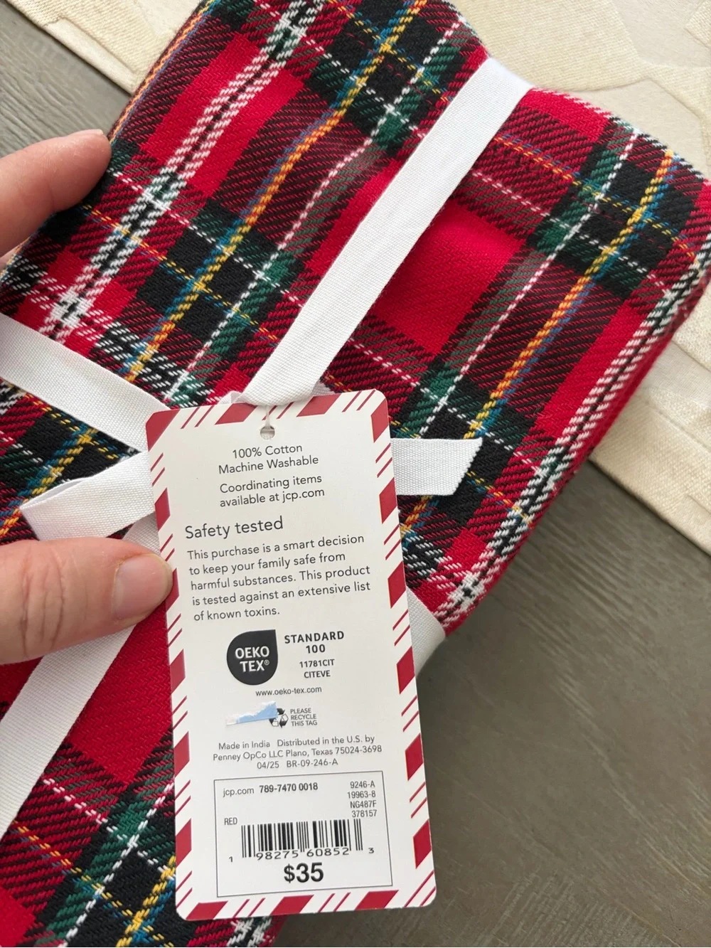North Pole Trading Co. Red Tartan Plaid Cotton Napkins - Set